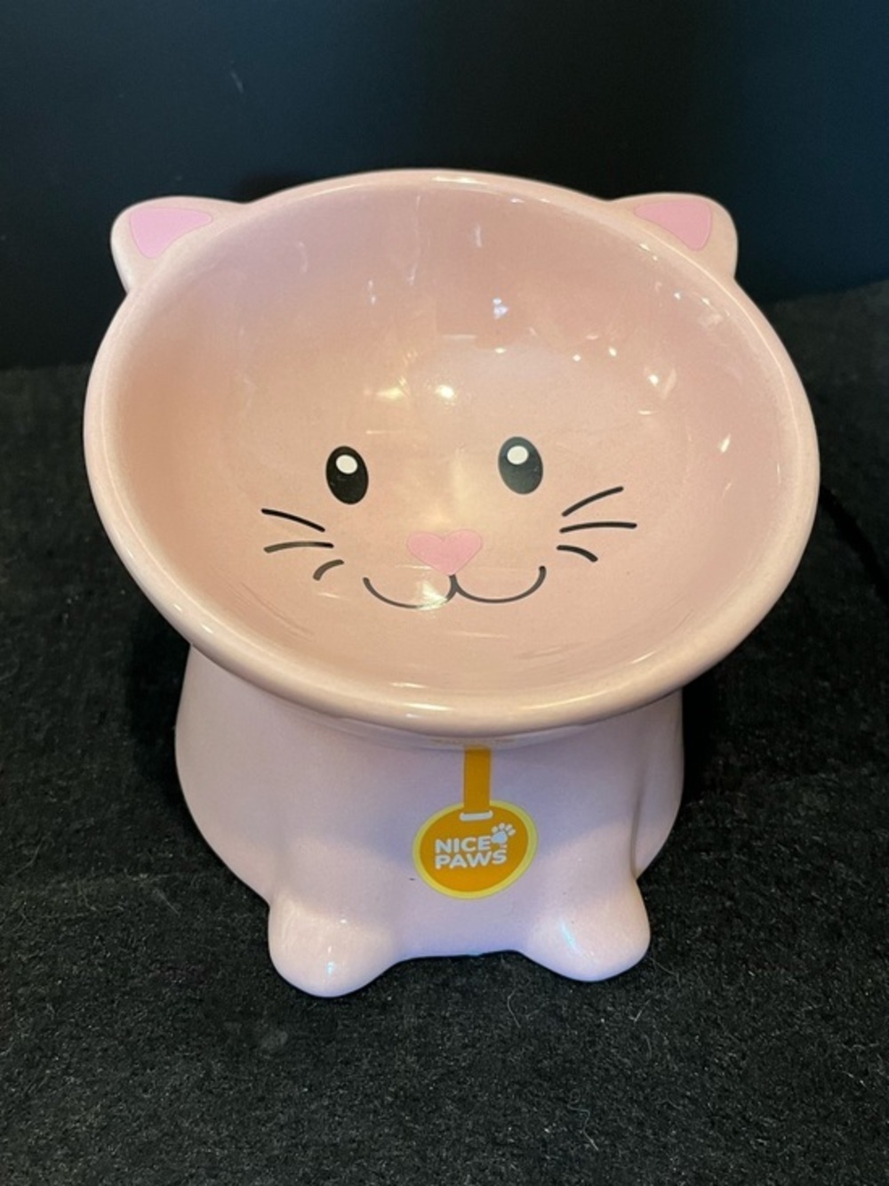 Pink Cat Ceramic Elevated Cat Bowl by Nice Paws